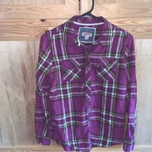 Arizona purple plaid flannel western shirt size M